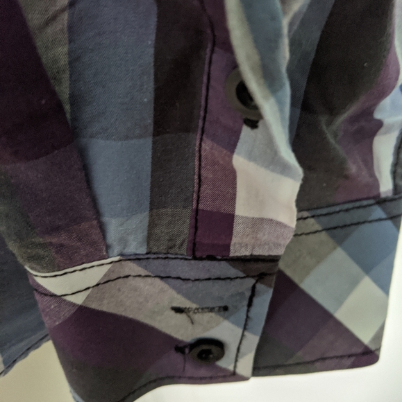 👣Eighty Eight Purple and Black Plaid Western Shirt - Picture 3 of 4